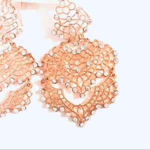 Rose Gold Chandelier Earrings with Gems! 3” NWT!